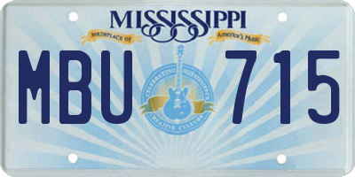 MS license plate MBU715