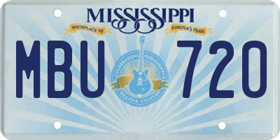 MS license plate MBU720