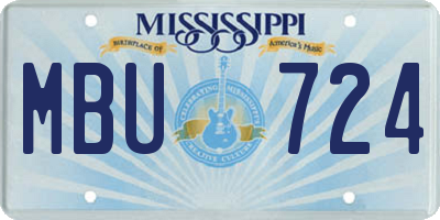 MS license plate MBU724