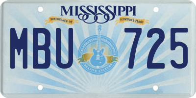 MS license plate MBU725