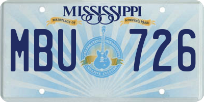 MS license plate MBU726