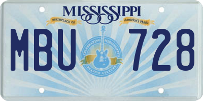 MS license plate MBU728