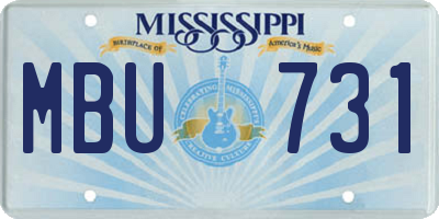 MS license plate MBU731