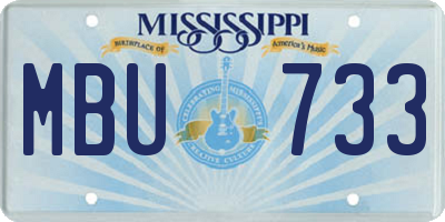 MS license plate MBU733