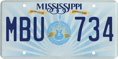 MS license plate MBU734