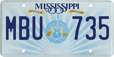 MS license plate MBU735