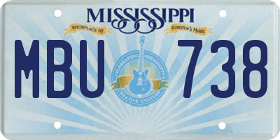 MS license plate MBU738
