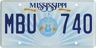 MS license plate MBU740