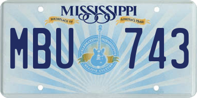 MS license plate MBU743