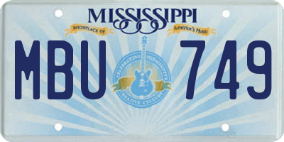 MS license plate MBU749