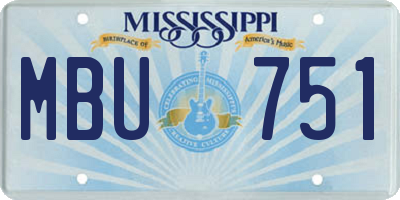 MS license plate MBU751