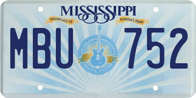 MS license plate MBU752
