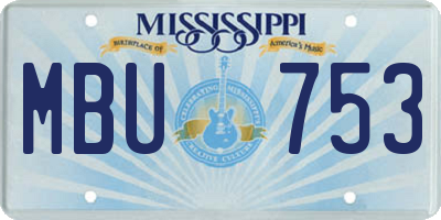 MS license plate MBU753