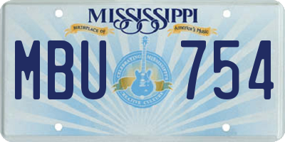 MS license plate MBU754