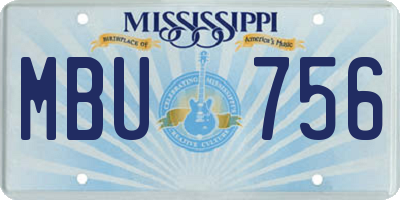 MS license plate MBU756
