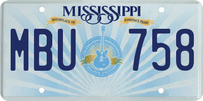 MS license plate MBU758