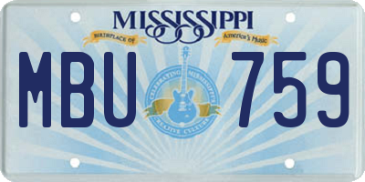 MS license plate MBU759