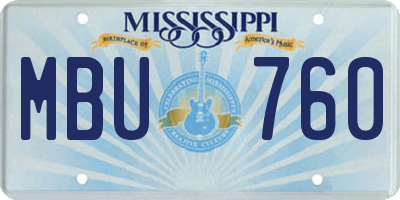 MS license plate MBU760