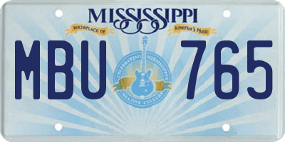 MS license plate MBU765