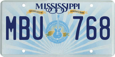 MS license plate MBU768