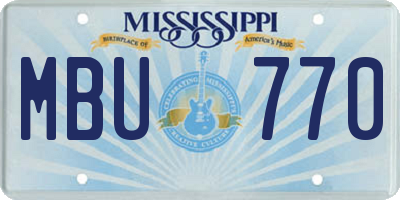 MS license plate MBU770
