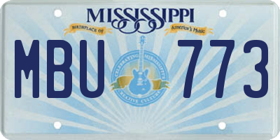 MS license plate MBU773