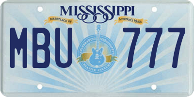 MS license plate MBU777