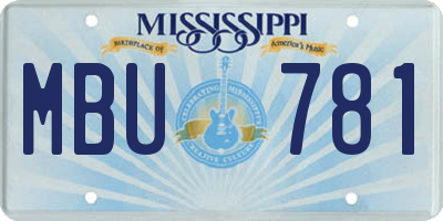 MS license plate MBU781