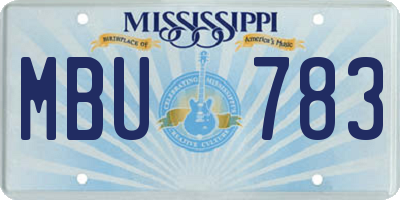 MS license plate MBU783