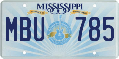 MS license plate MBU785