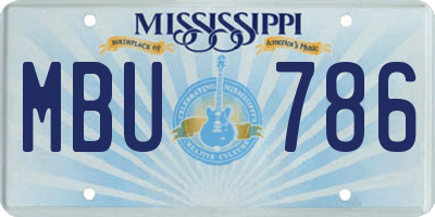 MS license plate MBU786