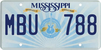 MS license plate MBU788