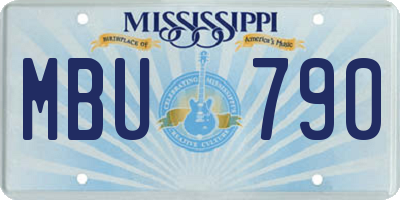 MS license plate MBU790