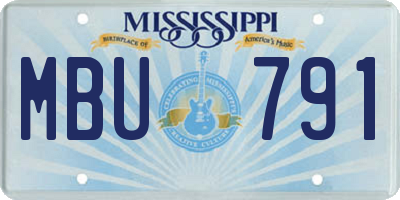 MS license plate MBU791