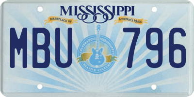 MS license plate MBU796