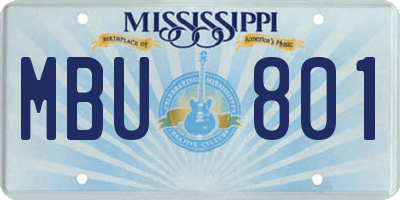 MS license plate MBU801