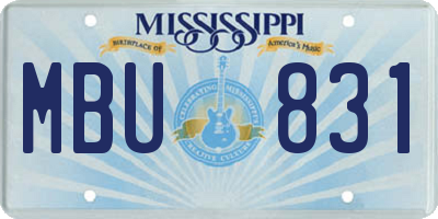 MS license plate MBU831