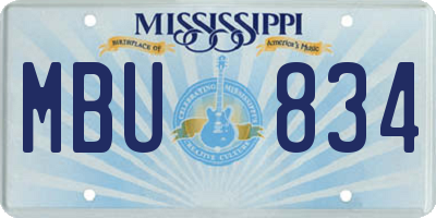 MS license plate MBU834
