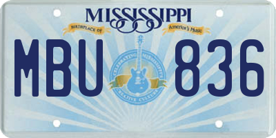 MS license plate MBU836