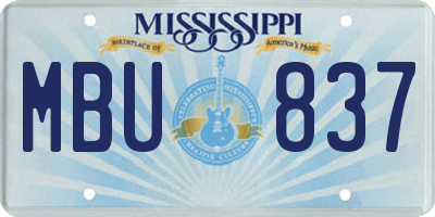 MS license plate MBU837