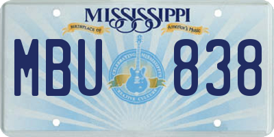 MS license plate MBU838