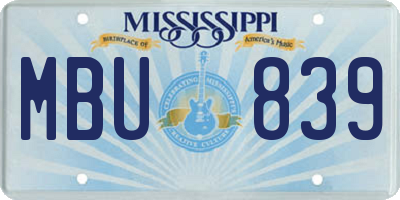 MS license plate MBU839