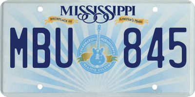 MS license plate MBU845