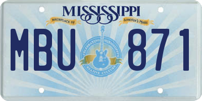 MS license plate MBU871