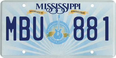 MS license plate MBU881