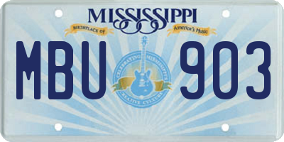 MS license plate MBU903