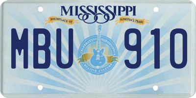 MS license plate MBU910