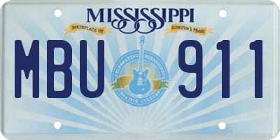 MS license plate MBU911
