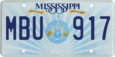 MS license plate MBU917