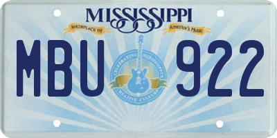 MS license plate MBU922